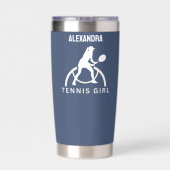 テニスプレーヤーガール，テニスガール誕生日島化 保温保冷タンブラー (背面)