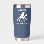 テニスプレーヤーガール，テニスガール誕生日島化 保温保冷タンブラー (正面)