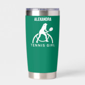 テニスプレーヤーガール，テニスガール誕生日島化 保温保冷タンブラー (背面)