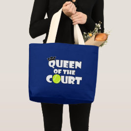 テニスプレーヤークイーンオブザコートおもしろいトートバッグ ラージトートバッグ