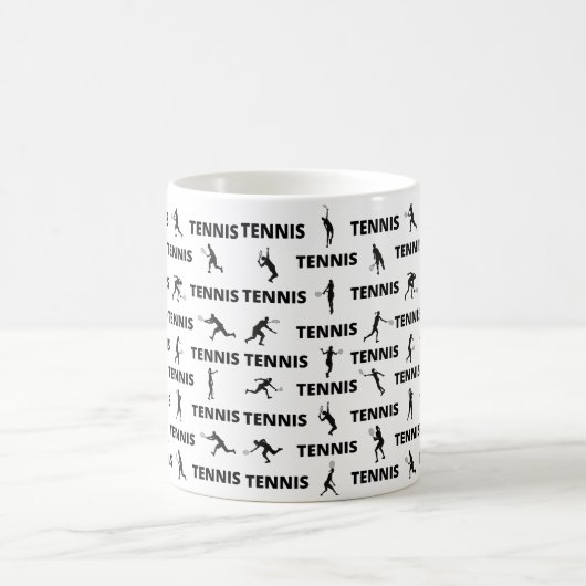テニスプレーヤーコーチブラックシルエット模様 コーヒーマグカップ (中央)