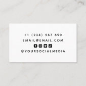 テニスプレーヤーシルエット白黒ソーシャルメディア 名刺 (裏面)