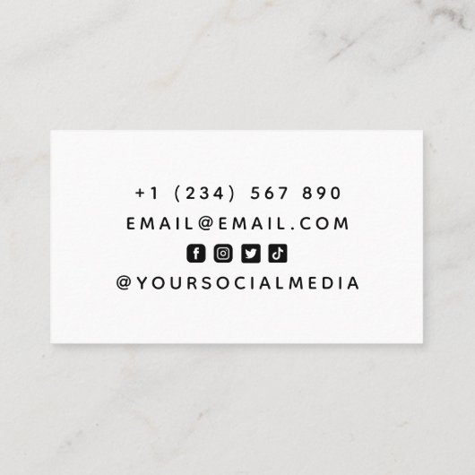 テニスプレーヤーシルエット白黒ソーシャルメディア 名刺 (裏面)