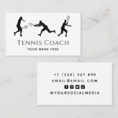 テニスプレーヤーシルエット白黒ソーシャルメディア 名刺 (正面/裏面)