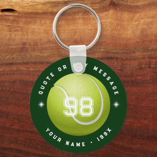 テニスプレーヤーズスポーツチームグリーンラウンドキーチェーン キーホルダー (正面)