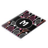 テニスプレーヤーチーム名パーソナライズドモノグラム ノートブック (左側)