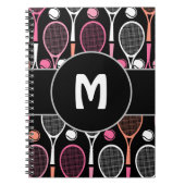 テニスプレーヤーチーム名パーソナライズドモノグラム ノートブック (正面)