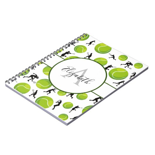 テニスプレーヤーパーソナライズされたコーチ名の追加 ノートブック (左側)