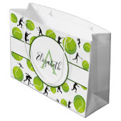 テニスプレーヤーパーソナライズされたコーチ名の追加 ラージペーパーバッグ