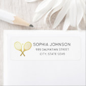 テニスプレーヤーミニマルホワイト差出人住所ラベル ラベル (インサイチュ)