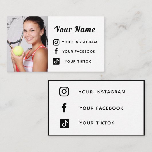 テニスプレーヤーユフォトコーチアスリートインストラクター 名刺 (正面/裏面)