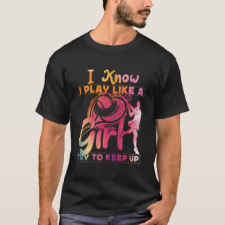 テニスプレーヤーラケット水彩 私は私らしくプレーします Tシャツ