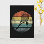 テニスプレーヤーレトロサンセットテニスラケット&ボール カード (黄色い花)
