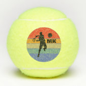 テニスプレーヤーレトロビッはっきりしたクモノグラムの テニスボール (正面)