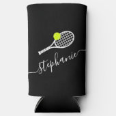 テニスプレーヤー名前をカスタムする パーソナライズされた スリム缶クーラー (正面)