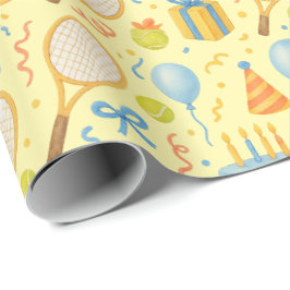 テニスプレーヤー紙のテニス誕生日パーティー ラッピングペーパー