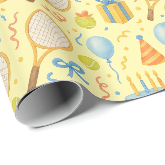 テニスプレーヤー紙のテニス誕生日パーティー ラッピングペーパー (ロールコーナー)