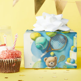 テニスプレーヤー紙のテニス誕生日パーティー ラッピングペーパー