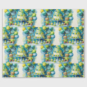 テニスプレーヤー紙のテニス誕生日パーティー ラッピングペーパー (フラット)