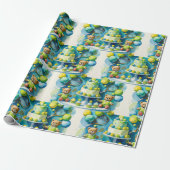 テニスプレーヤー紙のテニス誕生日パーティー ラッピングペーパー (アンロールド)