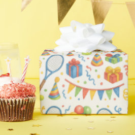 テニスプレーヤー紙のテニス誕生日パーティー ラッピングペーパー