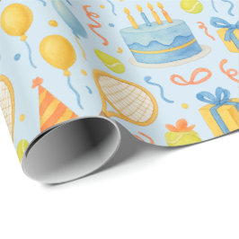 テニスプレーヤー紙のテニス誕生日パーティー ラッピングペーパー
