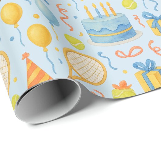 テニスプレーヤー紙のテニス誕生日パーティー ラッピングペーパー (ロールコーナー)