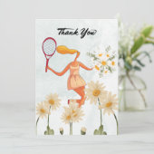 テニスプレーヤー花の水彩ありがとう サンキューカード (スタンド正面)