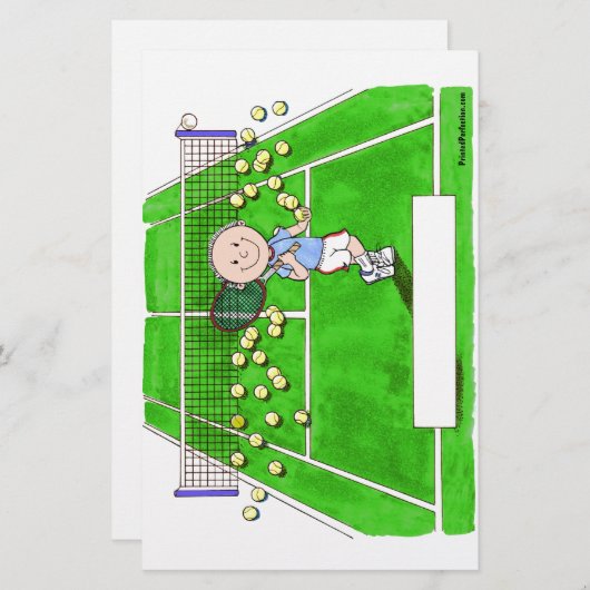 テニスプレーヤー,男性 – パーソナライズされた漫画 便箋 (正面/裏面)