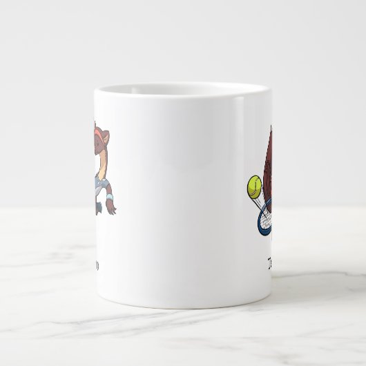 テニスプロのトゥィーナートリックショットパインマーテン漫画 ジャンボコーヒーマグカップ (正面)