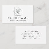 テニスプロフェッショナルコーチインストラクタークラシックホワイト 名刺 (正面/裏面)