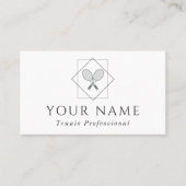 テニスプロフェッショナルコーチインストラクタークラシックホワイト 名刺 (正面)