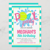 テニスプールパーティー誕生日招待状 招待状 (正面/裏面)