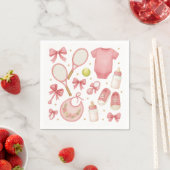 テニスベビーガールテーマラケット付き スタンダードカクテルナプキン (インサイチュ)