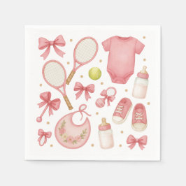 テニスベビーガールテーマラケット付き スタンダードカクテルナプキン