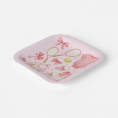 テニスベビーガールテーマラケット付き ペーパープレート (傾斜あり)