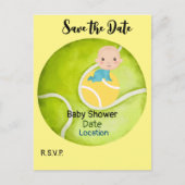 テニスベビーシャワーとベビー付きボール救デート ポストカード (正面)
