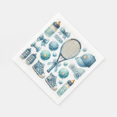 テニスベビーシャワー男の赤ちゃんブルー スタンダードランチョンナプキン (角)