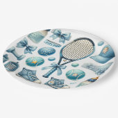 テニスベビーシャワー男の赤ちゃんブルー ペーパープレート (アングル)