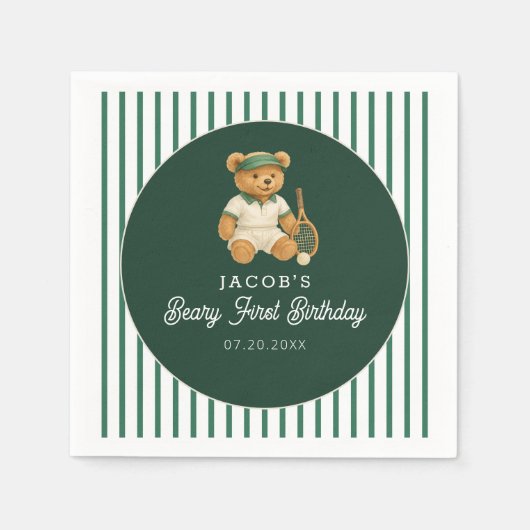 テニスベ名門私立校風のアーグリーンの誕生日 スタンダードカクテルナプキン (正面)