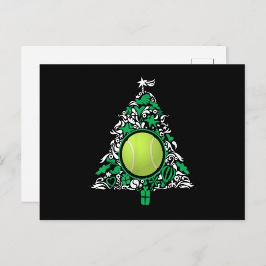 テニスボーおもしろいルクリスマスツリー装飾クリスマス 案内ポストカード (正面/裏面)