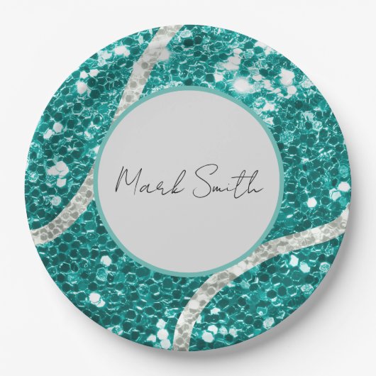 テニスボーイ赤ちゃんシャワーシークインテニスボール ペーパープレート (正面)