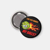 テニスボールおもしろいインフレイズ，スポーツ引用文，ブラック マグネット (正面/裏面)