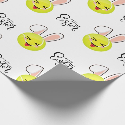 テニスボールかわいいかわいいバニーハッピーイースタースポーツ ラッピングペーパー (角)