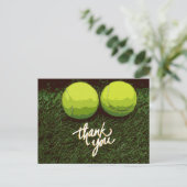 テニスボールが緑色に点灯しているテニスサンキューカード ポストカード (スタンド正面)