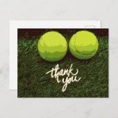 テニスボールが緑色に点灯しているテニスサンキューカード ポストカード (正面/裏面)
