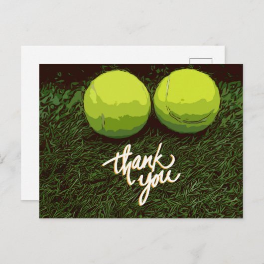 テニスボールが緑色に点灯しているテニスサンキューカード ポストカード (正面/裏面)