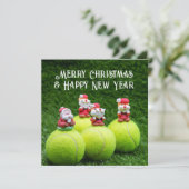 テニスボールとオーナメントホーとテニスクリスマス シーズンカード (スタンド正面)