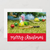 テニスボールとオーナメント シーズンポストカード (正面/裏面)