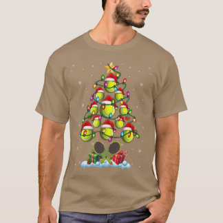 テニスボールとクリスマスツリーがマッチするプレイヤー トラ Tシャツ